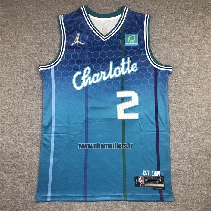 Maillot Charlotte Hornets Lamelo Ball NO 2 Ville 2021-22 Bleu